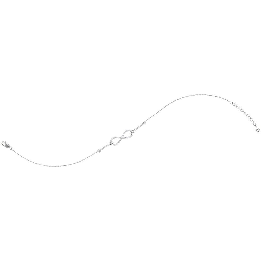 Elegant 10kt White Gold Diamond Infinity Chain Bracelet - 1/5 Cttw - Splendid Jewellery