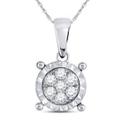 Elegant Brilliance: 10kt White Gold Womens Round Diamond Fashion Cluster Pendant 1/8 Cttw - Splendid Jewellery