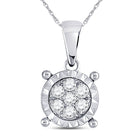 Elegant Brilliance: 10kt White Gold Womens Round Diamond Fashion Cluster Pendant 1/8 Cttw - Splendid Jewellery