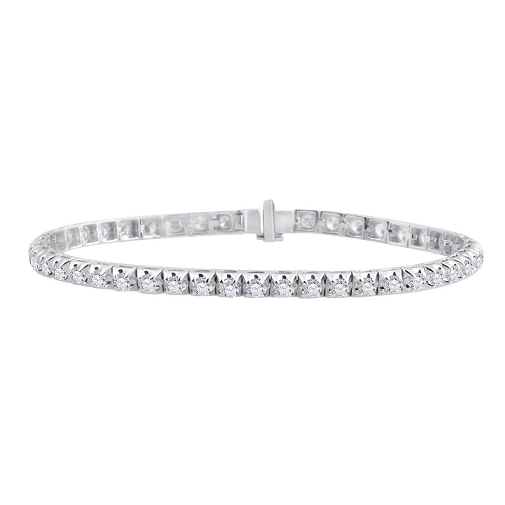 Elegant Brilliance: 14kt White Gold Diamond Tennis Bracelet - 3 Cttw - Splendid Jewellery