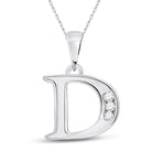 Elegant Diamond Identity Pendant | 10kt White Gold Womens Round Diamond D Initial Letter Pendant 1/20 Cttw | Splendid Jewellery - Splendid Jewellery