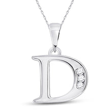 Load image into Gallery viewer, Elegant Diamond Identity Pendant | 10kt White Gold Womens Round Diamond D Initial Letter Pendant 1/20 Cttw | Splendid Jewellery - Splendid Jewellery
