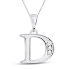 Elegant Diamond Identity Pendant | 10kt White Gold Womens Round Diamond D Initial Letter Pendant 1/20 Cttw | Splendid Jewellery - Splendid Jewellery