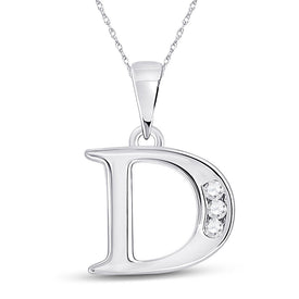 Elegant Diamond Identity Pendant | 10kt White Gold Womens Round Diamond D Initial Letter Pendant 1/20 Cttw | Splendid Jewellery - Splendid Jewellery
