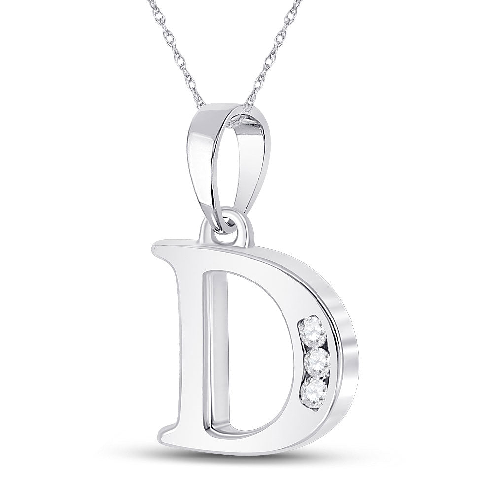 Elegant Diamond Identity Pendant | 10kt White Gold Womens Round Diamond D Initial Letter Pendant 1/20 Cttw | Splendid Jewellery - Splendid Jewellery