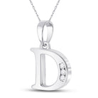 Elegant Diamond Identity Pendant | 10kt White Gold Womens Round Diamond D Initial Letter Pendant 1/20 Cttw | Splendid Jewellery - Splendid Jewellery