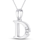 Elegant Diamond Identity Pendant | 10kt White Gold Womens Round Diamond D Initial Letter Pendant 1/20 Cttw | Splendid Jewellery - Splendid Jewellery