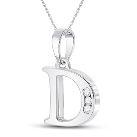 Elegant Diamond Identity Pendant | 10kt White Gold Womens Round Diamond D Initial Letter Pendant 1/20 Cttw | Splendid Jewellery - Splendid Jewellery