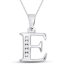 Elegant Diamond Initial Pendant | 10kt White Gold Womens Round Diamond E Initial Letter Pendant 1/20 Cttw | Splendid Jewellery - Splendid Jewellery