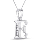 Elegant Diamond Initial Pendant | 10kt White Gold Womens Round Diamond E Initial Letter Pendant 1/20 Cttw | Splendid Jewellery - Splendid Jewellery