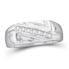 Elegant Reflections 10kt White Gold Mens Diagonal Row Diamond Wedding Band Ring 1/8 Cttw - Splendid Jewellery
