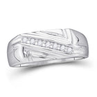 Elegant Reflections 10kt White Gold Mens Diagonal Row Diamond Wedding Band Ring 1/8 Cttw - Splendid Jewellery