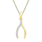 Enchanted Gold Wishbone Diamond Pendant | Prosperity and Luck Symbol - Splendid Jewellery