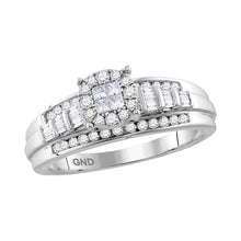 Load image into Gallery viewer, Enchanted Love | 10kt White Gold Princess Round Diamond Cluster Bridal Wedding Engagement Ring 1/2 Cttw | Splendid Jewellery - Splendid Jewellery