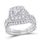 Enchanted Love 14kt White Gold Princess Diamond Bridal Wedding Ring Band Set 2 Cttw - Splendid Jewellery