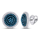 Enchanting Blue Diamond Concentric Cluster Earrings in 10kt White Gold - Splendid Jewellery