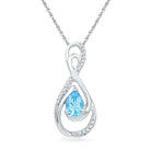 Enchanting Blue Topaz Solitaire Pendant in 10kt White Gold - Splendid Jewellery
