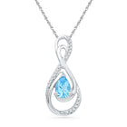 Enchanting Blue Topaz Solitaire Pendant in 10kt White Gold - Splendid Jewellery