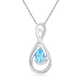 Enchanting Blue Topaz Solitaire Pendant in 10kt White Gold - Splendid Jewellery