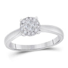 Enchanting Brilliance: 14kt White Gold Princess Diamond Cluster Bridal Wedding Engagement Ring 1/4 Cttw - Splendid Jewellery