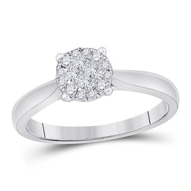 Enchanting Brilliance: 14kt White Gold Princess Diamond Cluster Bridal Wedding Engagement Ring 1/4 Cttw - Splendid Jewellery