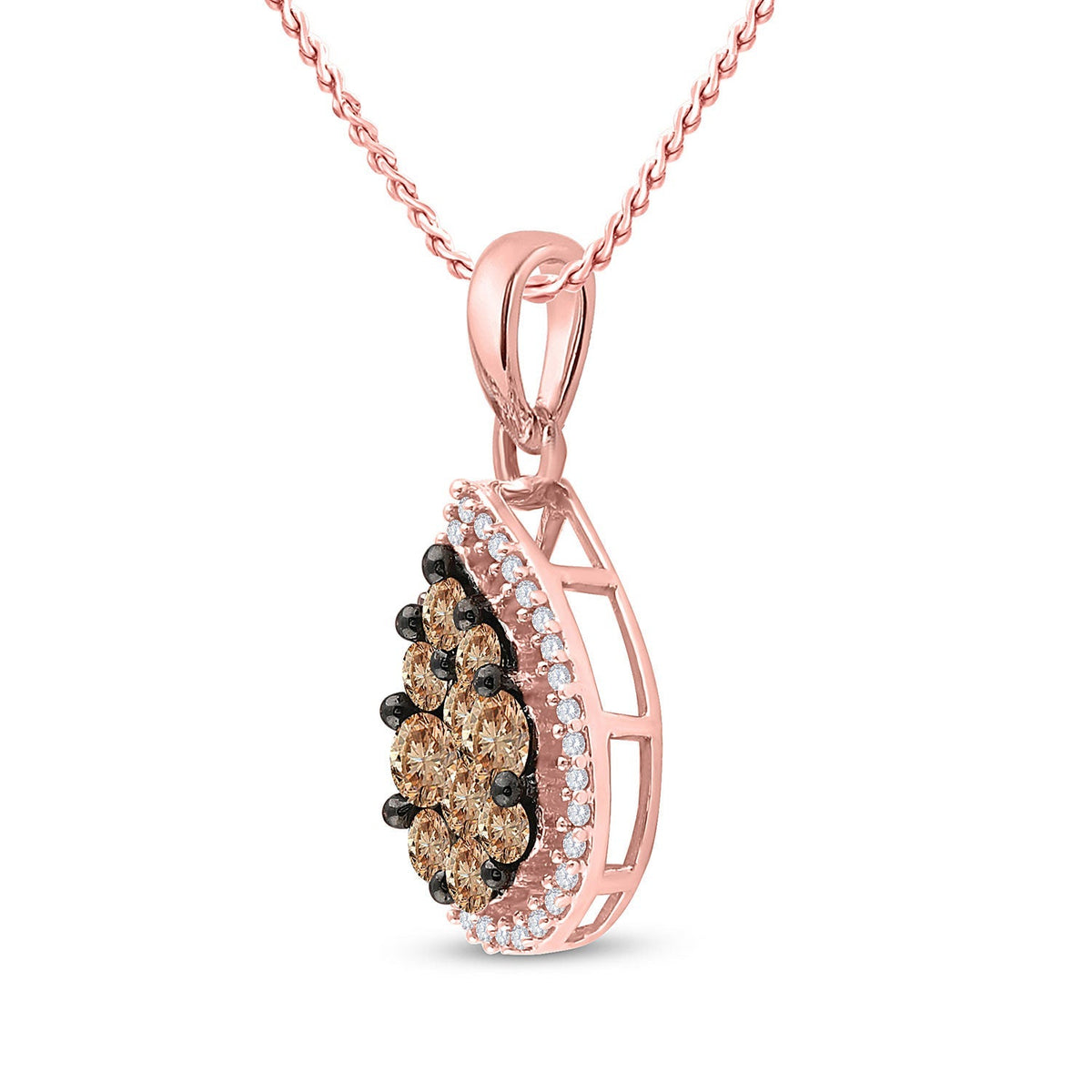 Enchanting Brown Diamond Teardrop Pendant in 10kt Rose Gold - Splendid Jewellery