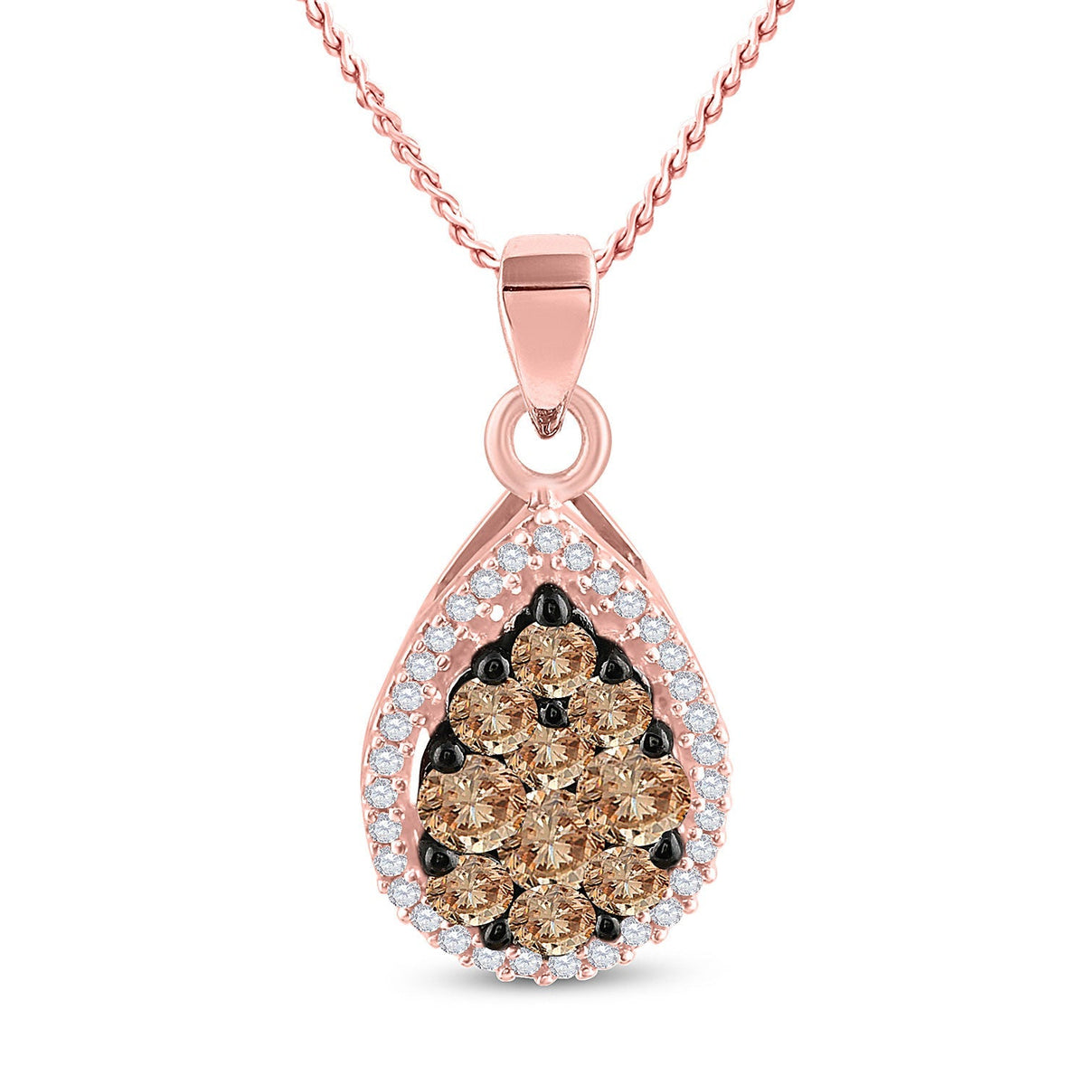 Enchanting Brown Diamond Teardrop Pendant in 10kt Rose Gold - Splendid Jewellery