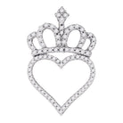 Enchanting Crown Heart Diamond Pendant | 10kt White Gold 1/3 Cttw - Splendid Jewellery