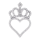 Enchanting Crown Heart Diamond Pendant | 10kt White Gold 1/3 Cttw - Splendid Jewellery