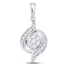 Enchanting Diamond Blossom Pendant | 14kt White Gold Womens Round Diamond Flower Cluster Pendant 1/5 Cttw - Splendid Jewellery