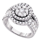 Enchanting Diamond Blossom Ring | 14kt White Gold Womens Round Diamond Flower Cluster Cluster Ring 2 Cttw | Splendid Jewellery - Splendid Jewellery