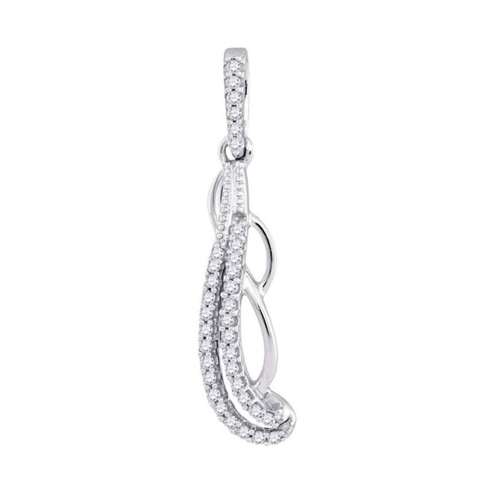 Enchanting Diamond Cascade Pendant | 10kt White Gold Womens Round Diamond Dangle Fashion Pendant 1/8 Cttw | Splendid Jewellery - Splendid Jewellery