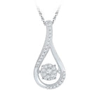 Enchanting Diamond Dance Pendant | 10kt White Gold Womens Round Diamond Moving Cluster Teardrop Pendant 1/6 Cttw | Splendid Jewellery - Splendid Jewellery