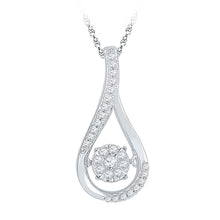 Load image into Gallery viewer, Enchanting Diamond Dance Pendant | 10kt White Gold Womens Round Diamond Moving Cluster Teardrop Pendant 1/6 Cttw | Splendid Jewellery - Splendid Jewellery