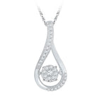 Enchanting Diamond Dance Pendant | 10kt White Gold Womens Round Diamond Moving Cluster Teardrop Pendant 1/6 Cttw | Splendid Jewellery - Splendid Jewellery