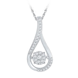 Enchanting Diamond Dance Pendant | 10kt White Gold Womens Round Diamond Moving Cluster Teardrop Pendant 1/6 Cttw | Splendid Jewellery - Splendid Jewellery