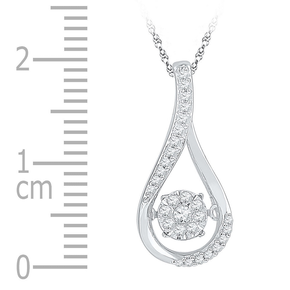 Enchanting Diamond Dance Pendant | 10kt White Gold Womens Round Diamond Moving Cluster Teardrop Pendant 1/6 Cttw | Splendid Jewellery - Splendid Jewellery