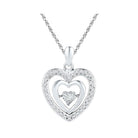 Enchanting Diamond Heartbeat Pendant | Sterling Silver Womens Round Diamond Heart Moving Twinkle Pendant 1/10 Cttw | Splendid Jewellery - Splendid Jewellery