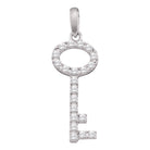 Enchanting Diamond Key Pendant | 10kt White Gold Womens Round Pave - set Diamond Small Key Pendant 1/4 Cttw | Splendid Jewellery - Splendid Jewellery