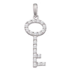 Enchanting Diamond Key Pendant | 10kt White Gold Womens Round Pave - set Diamond Small Key Pendant 1/4 Cttw | Splendid Jewellery - Splendid Jewellery
