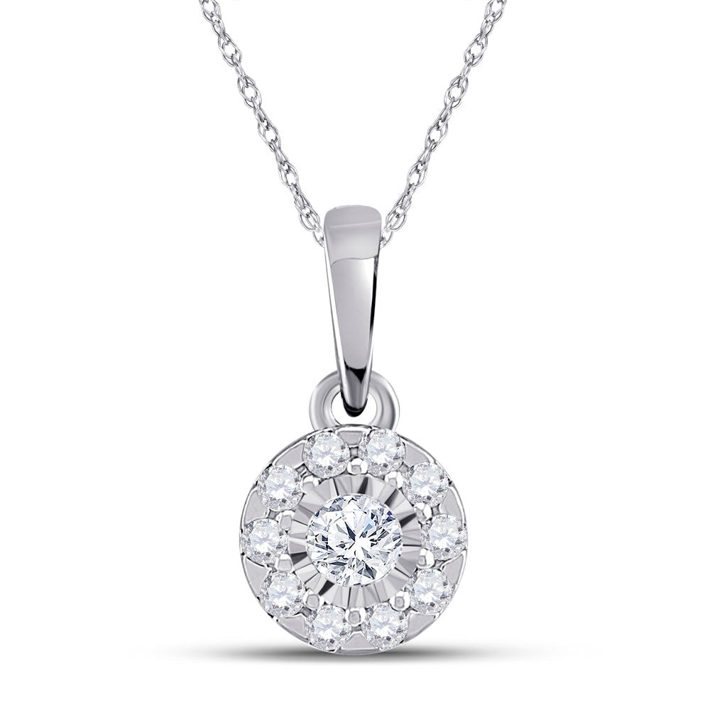 Enchanting Diamond Radiance Pendant | 10kt White Gold Womens Round Diamond Cluster Pendant 1/6 Cttw | Splendid Jewellery - Splendid Jewellery