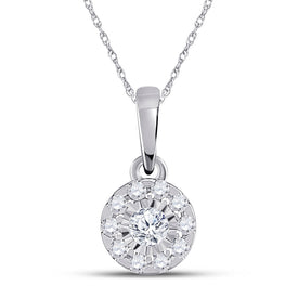 Enchanting Diamond Radiance Pendant | 10kt White Gold Womens Round Diamond Cluster Pendant 1/6 Cttw | Splendid Jewellery - Splendid Jewellery