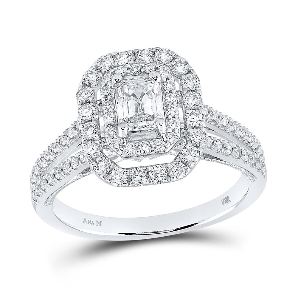 Enchanting Emerald Diamond Halo Bridal Wedding Ring - Splendid Jewellery