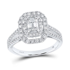 Enchanting Emerald Diamond Halo Bridal Wedding Ring - Splendid Jewellery