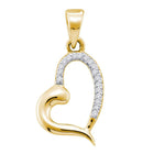 Enchanting Love and Diamond Heart Pendant | 10kt Yellow Gold Womens Round Diamond Heart Pendant 1/20 Cttw | Splendid Jewellery - Splendid Jewellery