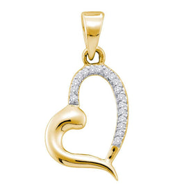 Enchanting Love and Diamond Heart Pendant | 10kt Yellow Gold Womens Round Diamond Heart Pendant 1/20 Cttw | Splendid Jewellery - Splendid Jewellery