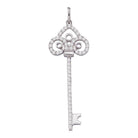 Enchanting Love Key Pendant | 10kt White Gold Womens Round Diamond Slender Trefoil Key Love Pendant 1/2 Cttw | Splendid Jewellery - Splendid Jewellery