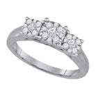 Enchanting Love Story | 14kt White Gold Princess Diamond 3 - stone Bridal Wedding Engagement Ring 1/2 Cttw - Splendid Jewellery