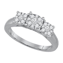 Load image into Gallery viewer, Enchanting Love Story | 14kt White Gold Princess Diamond 3 - stone Bridal Wedding Engagement Ring 1/2 Cttw - Splendid Jewellery