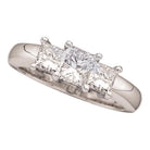 Enchanting Love Story | 14kt White Gold Princess Diamond 3 - stone Bridal Wedding Engagement Ring 3/4 Cttw - Splendid Jewellery